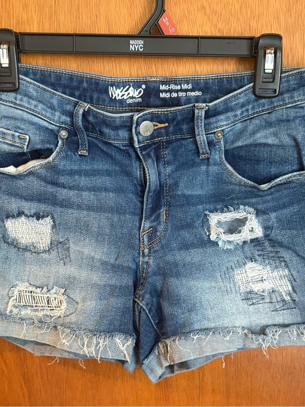 Mossimo Supply Co. Distressed Blue Mid-Rise Denim Shorts